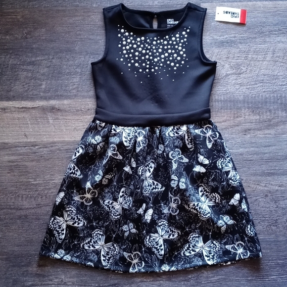 Epic Threads Butterfly-Print Scuba Dress Sz M - Picture 2 of 8